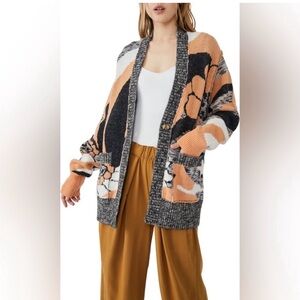 Free People Cardigan, Orange and black